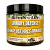 A close-up of the Blends for Life - Urinary Defense+ container, showcasing its natural urinary health benefits, anti-inflammatory properties, and UTI prevention support.