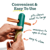Demonstration of hands twisting a bully stick into The BullySafe, showcasing its adjustable fit for small to large chews.