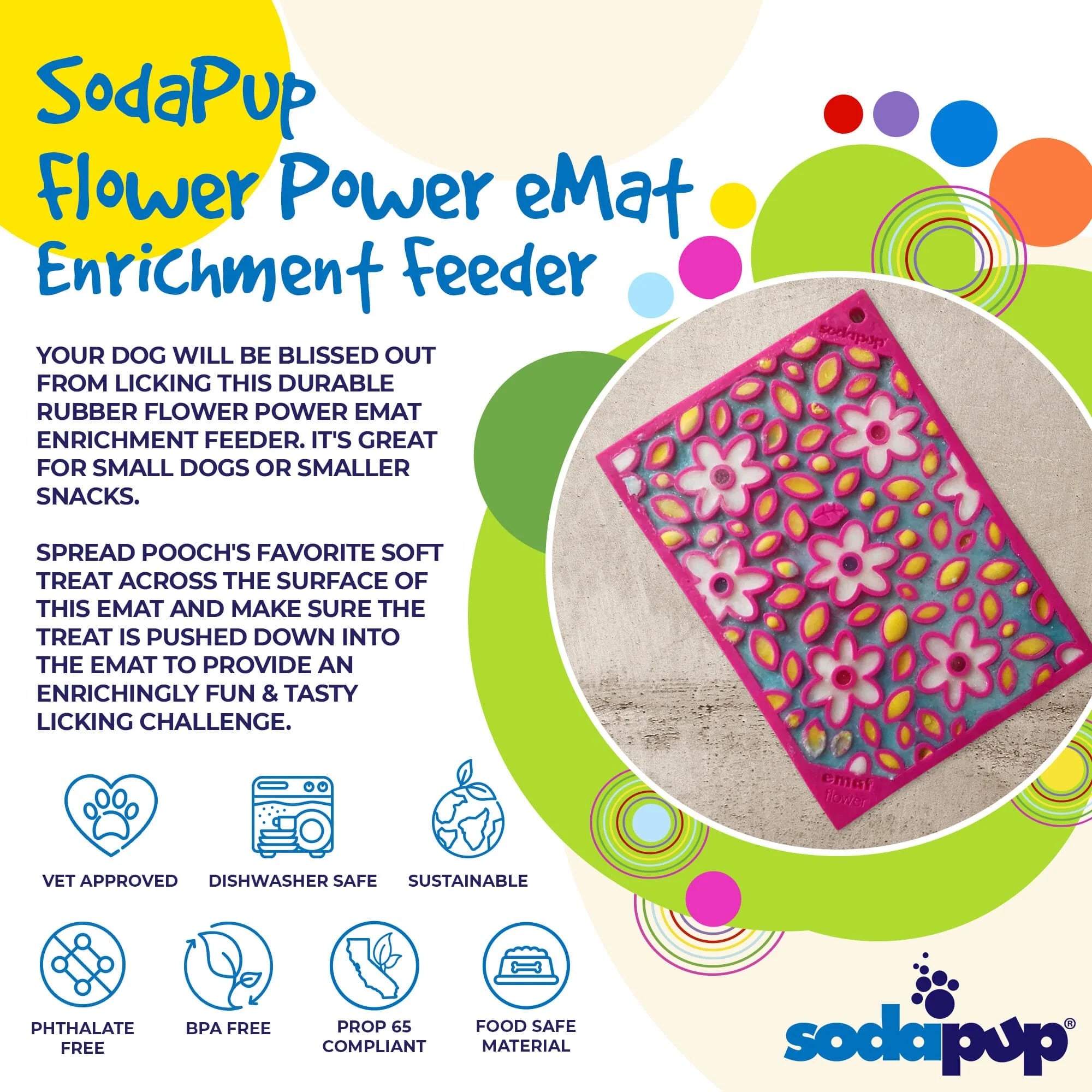 Soda Pup Lick Mat - Pink Flower Power