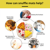 A dog searching for hidden treats in the snuffle mat, showcasing how it stimulates natural foraging instincts and reduces boredom.