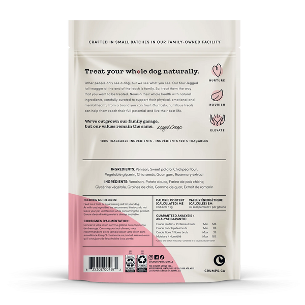 Detailed view of the ingredients and guaranteed analysis, showcasing the high-protein content, omega-3s, and absence of artificial additives.