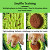 The snuffle mat features a removable food-grade silicone lick pad, making it versatile for different enrichment activities.