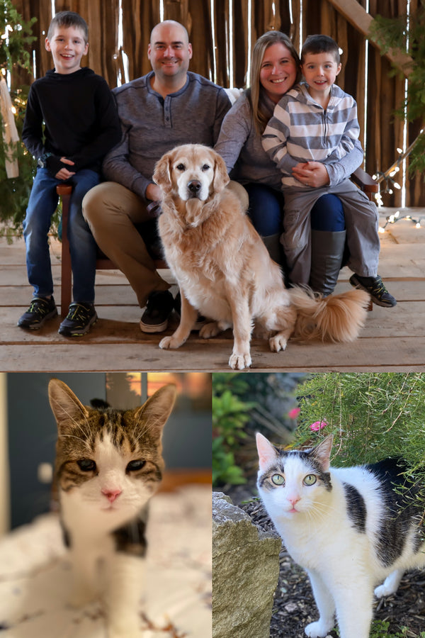 Melissa MacKinnon, owner of Unleash the Pawsitive, pictured with her family, embodying the love and dedication behind our business