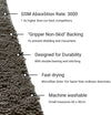 A close-up image of the Dirty Dog Door Mat highlighting its super-absorbent microfiber material and non-slip backing.
