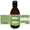 A detailed view of the product label, emphasizing its premium ingredients, plant-based formula, and health benefits for pets.
