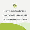Illustration showcasing Crumps Apple Bites as a family-owned, female-led, small-batch crafted dog treat.