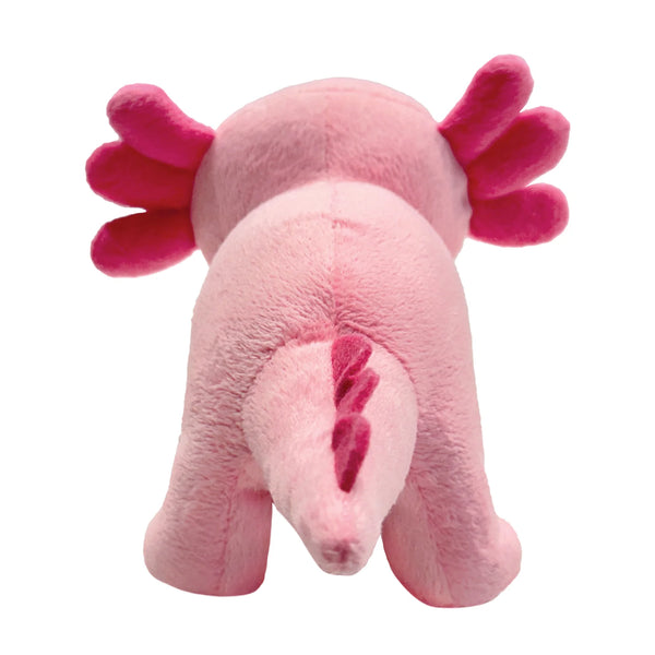 Image showing the back of the pink Axolotl Plush, emphasizing the full plush body, soft limbs, and durable stitching perfect for cuddly pups or light chewers.