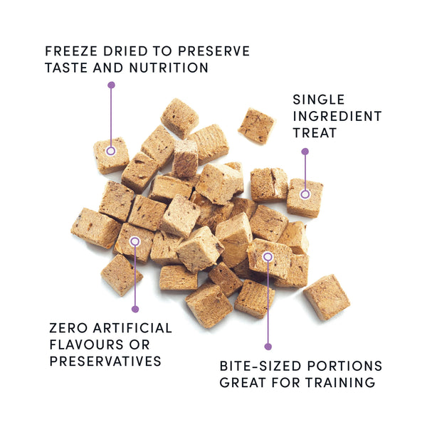 A zoomed-in image of Crumps - Beef Liver Bites, showing the soft, breakable texture perfect for training.