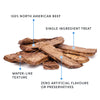 Infographic highlighting the benefits of Crumps' Naturals Beef Lung Tendersticks, including high protein, single-ingredient simplicity, and no artificial additives.