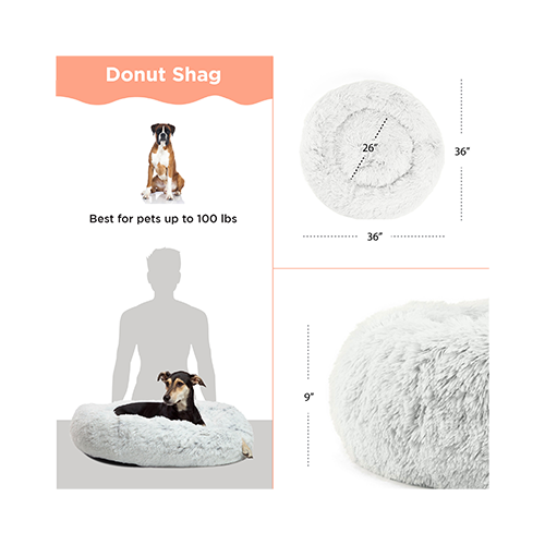 Visual representation of the dimensions for the large size of the Best Friends by Sheri Calming Donut Dog Bed.