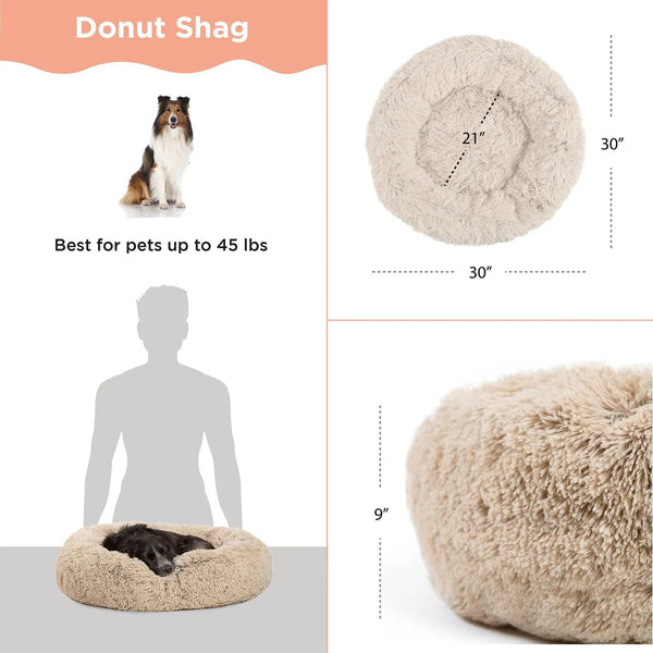 Visual representation of the dimensions for the medium size of the Best Friends by Sheri Calming Donut Dog Bed.