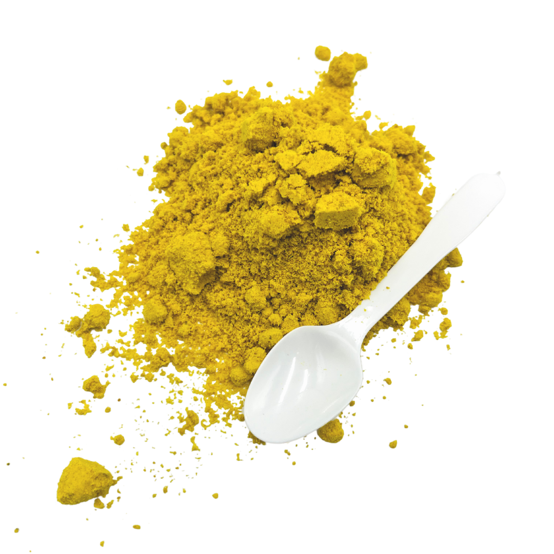 This close-up image of Blends For Life Canadian Bee Pollen showcases its fine granules, which are packed with micronutrients, antioxidants, and digestive enzymes. The golden, nutrient-dense texture reflects its natural purity and high-quality sourcing from Canadian flowers. Bee pollen contains quercetin, known for its immune-boosting and anti-inflammatory properties, making it a powerful addition to your dog’s diet.