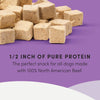 A detailed image of an individual beef liver bite, emphasizing its small size, high-protein content, and nutrient density.