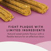 An infographic illustrating how these dental sticks help reduce plaque, support gum health, freshen breath, and provide a satisfying chew.