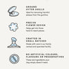 A visual emphasizing that these dental sticks are crafted in small batches, by a family-owned, female-led company using 100% traceable ingredients