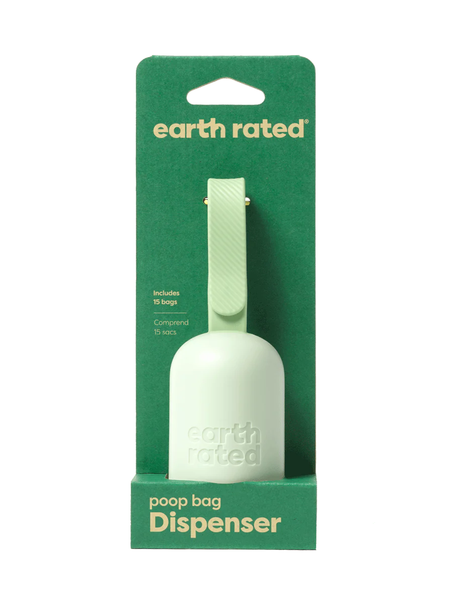 A sealed package of the Earth Rated poop bag dispenser, ensuring smooth, hassle-free dispensing on daily walks.