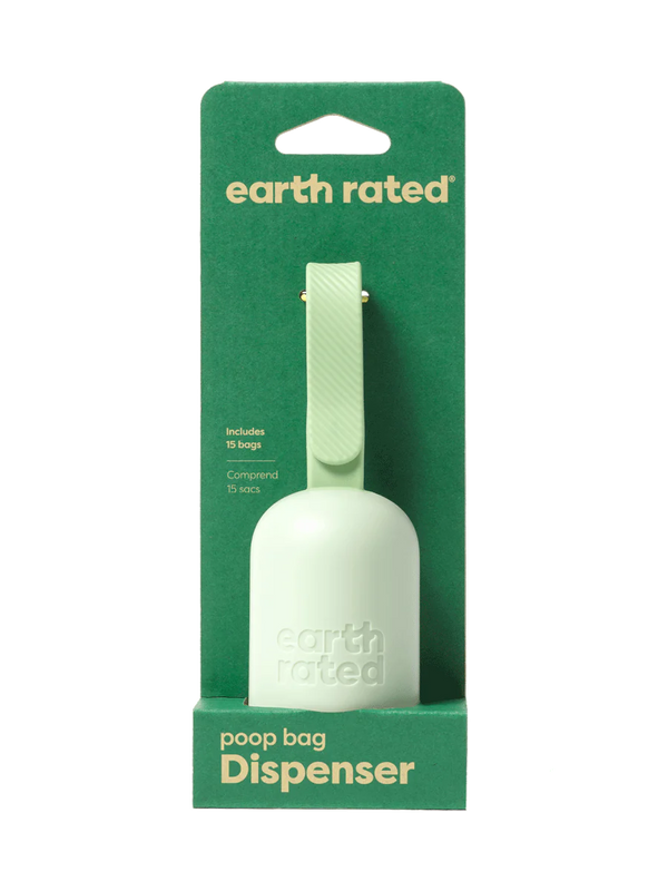 A sealed package of the Earth Rated poop bag dispenser, ensuring smooth, hassle-free dispensing on daily walks.
