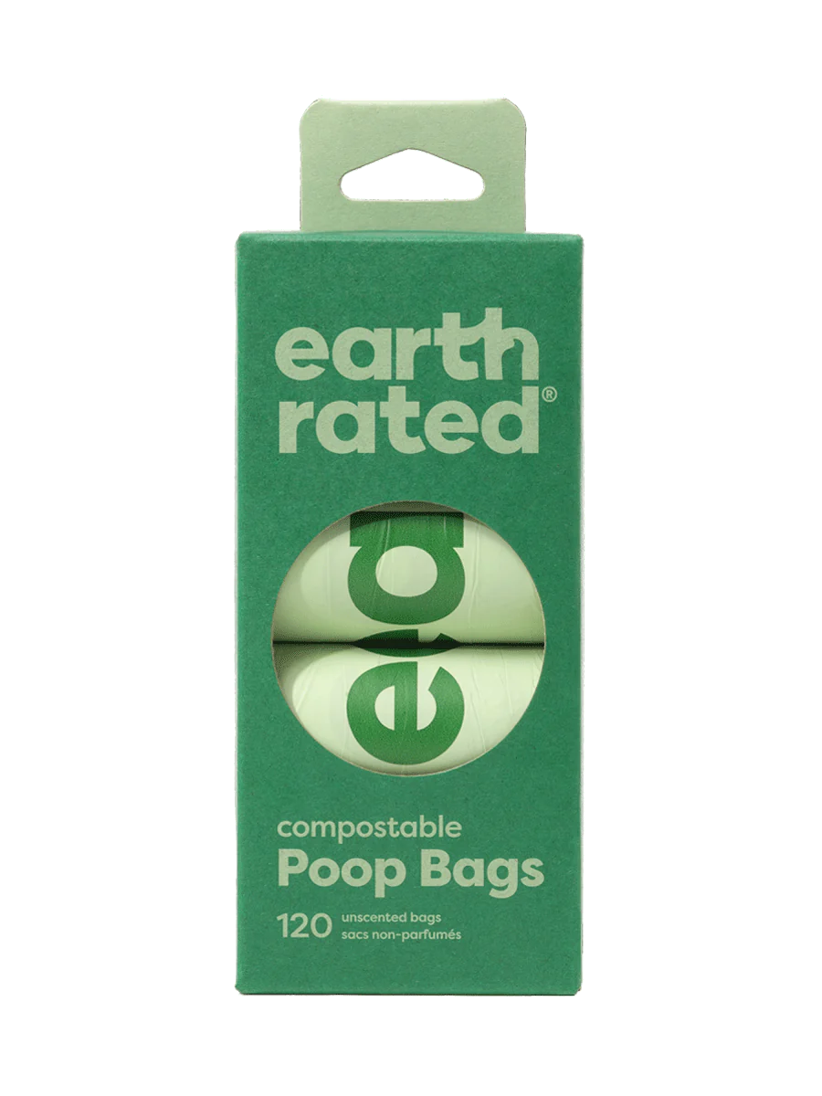 The front of the Earth Rated compostable bags in a box.