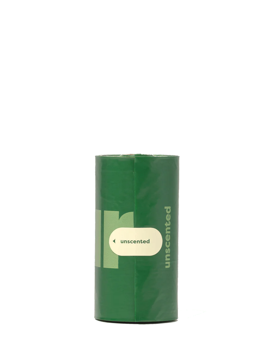 A single roll of lavender-scented poop bags, perfect for travel or keeping in your pocket for quick, on-the-go clean-up.