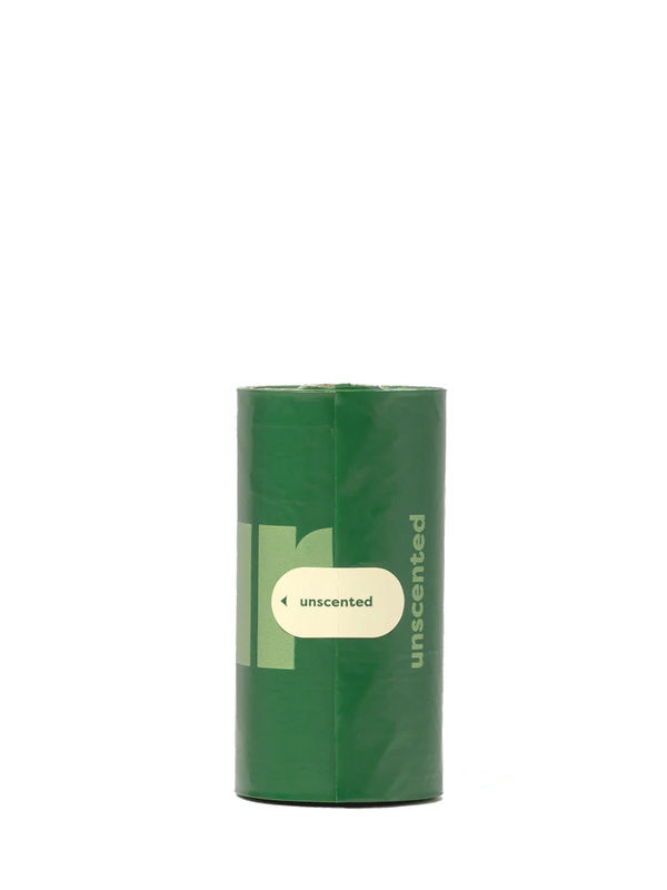 A single roll of lavender-scented poop bags, perfect for travel or keeping in your pocket for quick, on-the-go clean-up.