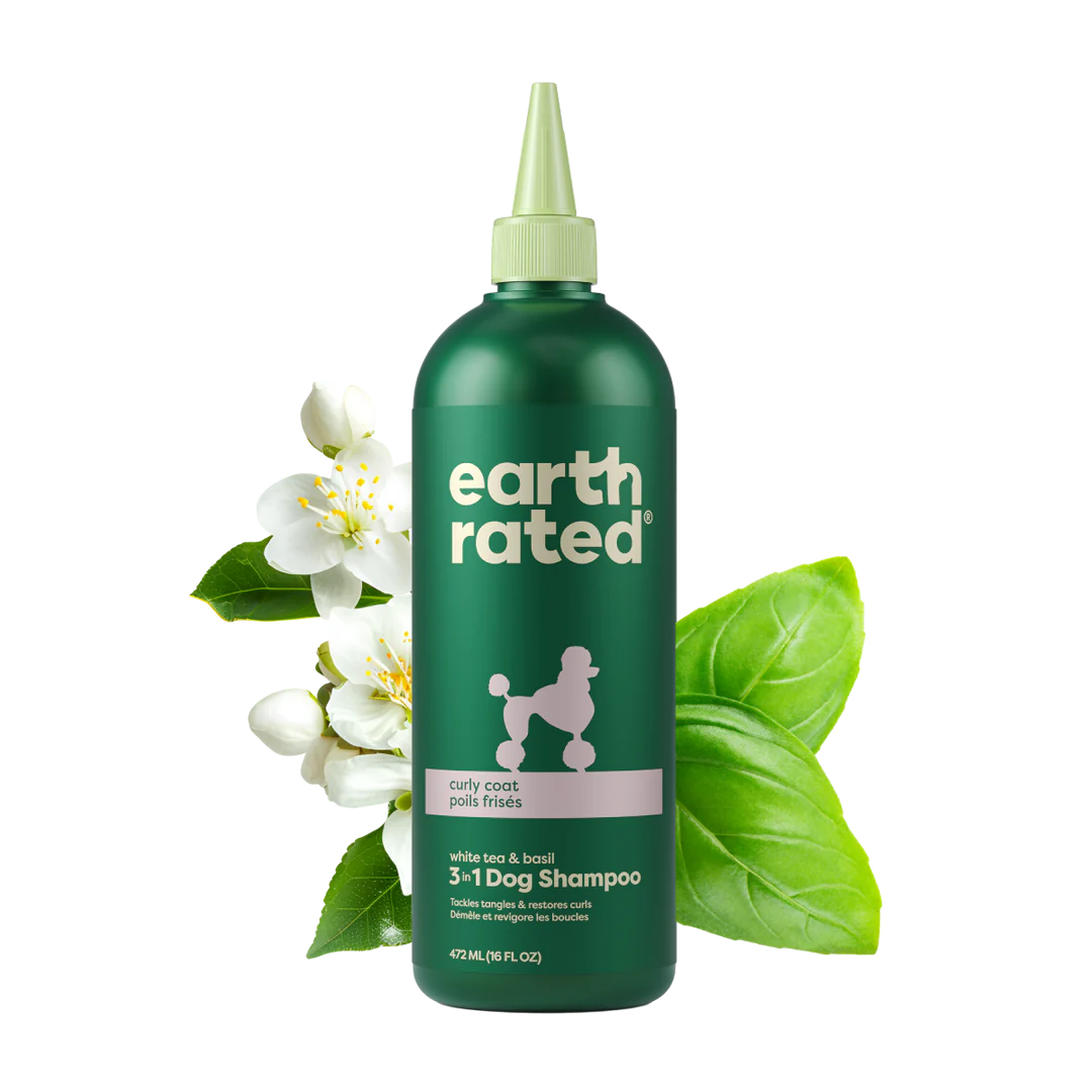 Earth Rated 3 in 1 Dog Shampoo for Curly Coats designed specifically for breeds with curly and wavy fur. This all-in-one shampoo cleanses, conditions, and detangles, ensuring your dog's coat stays soft, shiny, and manageable.
