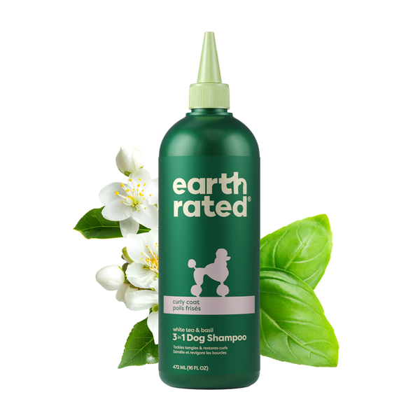 Earth Rated 3 in 1 Dog Shampoo for Curly Coats designed specifically for breeds with curly and wavy fur. This all-in-one shampoo cleanses, conditions, and detangles, ensuring your dog's coat stays soft, shiny, and manageable.