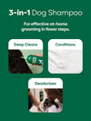 Earth Rated 3 in 1 Shampoo for Curly Coats showing how it cleans deep, conditions and deodorizies.