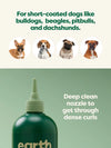 An image featuring Earth Rated Short Coat 3-in-1 Dog Shampoo alongside pictures or illustrations of short-coated dog breeds recommended for this shampoo.