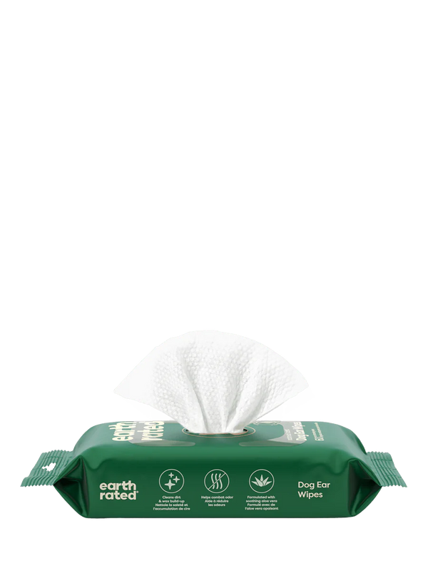 Earth Rated Dog Ear Wipes showing the package on how the wipes come out of the package.