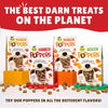 All flavours of Etta Says Snicky Snaks, showcasing the variety of real ingredient-based treats for dogs.