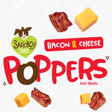 An image displaying the Etta Says Snicky Snaks Bacon & Cheese Poppers flavor, emphasizing the combination of savory bacon and creamy cheese in a crunchy snack.