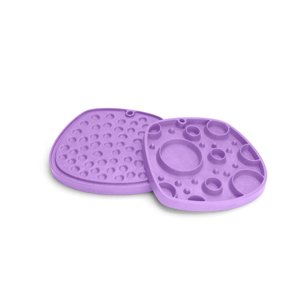 "Front view of the West Paw Feast Mat in limited edition Lavender, showcasing the intricate bubbles pattern design for optimal enrichment."