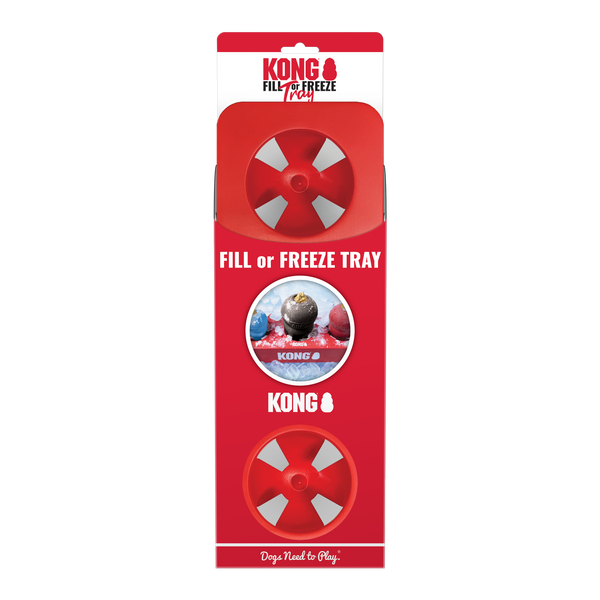 "Front view of the KONG Day Fill and Freeze Tray showcasing its silicone flaps and KONG toy compatibility."