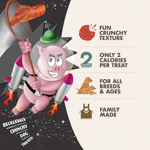 Benefits of Fromm Crunchy O's Bacon Blaster, including rich bacon flavour and low calories.