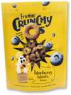 Front view of Fromm Crunchy O's Blueberry Blast showing crunchy blueberry treats.
