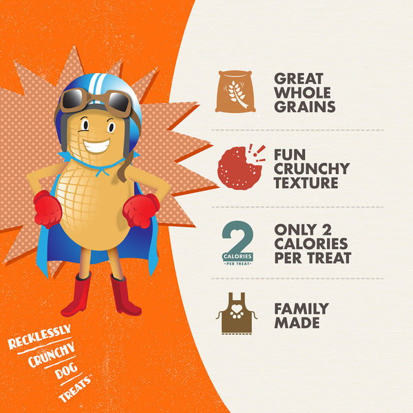 Fromm Crunchy O's Peanut Butter Jammers benefits, including rich peanut butter flavour and low calories.