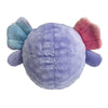 Image of the back view of the purple Fuzzy Wuzzy Axolotl highlighting its plush softness, crinkly fins, and durability, ideal for dogs who love to chew and uncover hidden surprises.