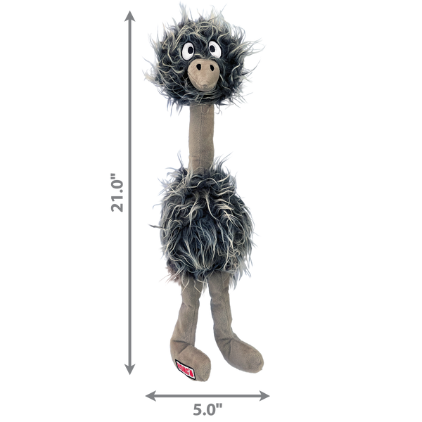 KONG Comfort Jumbo Bird in sleek grey, with long plush material perfect for snuggling and play.