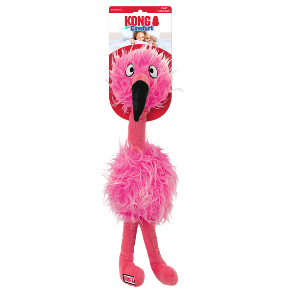 KONG Comfort Jumbo Bird in bright pink, featuring ultra-soft plush material and a floppy body.