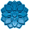 An image of the Soda Pup Mandala Slow Feeder in a vibrant blue color, highlighting its intricate mandala pattern designed to slow down eating and improve digestion.