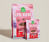 Image displaying both available sizes of Open Farm Epic Blend Beef bags, emphasizing options for single-dog households and multi-dog families who value flexible, premium nutrition.