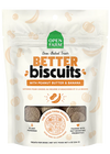 Front view of Open Farm Peanut Butter & Banana Better Biscuit bag showing branding