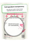 Transparency details on the back of Open Farm Wild-Caught Salmon Better Biscuit bag