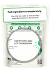 Transparency label on back of Open Farm Turkey & Oatmeal Better Biscuit bag