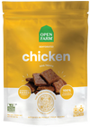 Front view of Open Farm Dehydrated Chicken Dog Treats bag showcasing humanely raised chicken.