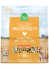 Open Farm Harvest Chicken Freeze Dried Raw Dog Food bag, featuring humanely raised chicken and organic superfoods for balanced health.