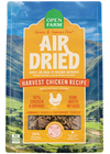 Front view of Open Farm Air-Dried Harvest Chicken Dog Food bag, highlighting the 90% humanely raised chicken and nutrient-rich ingredients for balanced nutrition.