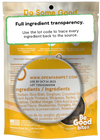 Open Farm Be Good Bites Chicken Recipe transparency in sourcing, showing back label