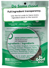 Back of Open Farm Be Good Bites Turkey Recipe showcasing transparency in sourcing and ingredients