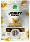 Image showing the front of the Open Farm Chicken Jerky Treats bag, highlighting the brand and product details.